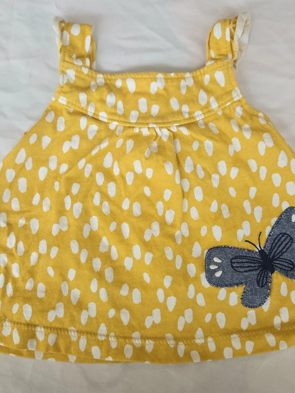 Carter's Yellow & White Polka Dot Tank with Blue Butterfly Patch